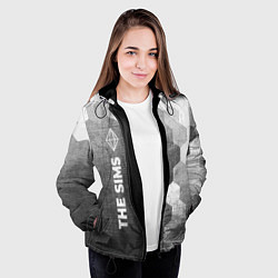 Куртка с капюшоном женская The Sims - grey gradient по-вертикали, цвет: 3D-черный — фото 2