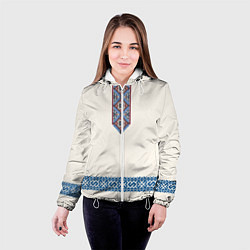 Куртка с капюшоном женская Обережник - вышиванка, цвет: 3D-белый — фото 2