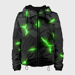Куртка с капюшоном женская Зеленая неоновая броня, цвет: 3D-черный
