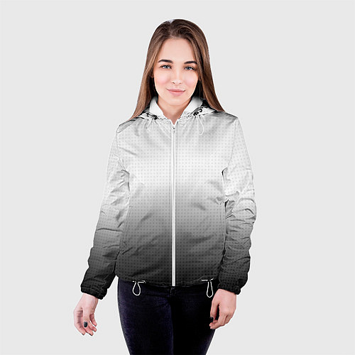 Женская куртка Из белого в чёрный градиент с точками / 3D-Белый – фото 4