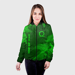 Куртка с капюшоном женская God of War - green gradient вертикально, цвет: 3D-черный — фото 2