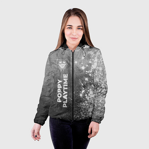 Женская куртка Poppy Playtime - grey gradient по-вертикали / 3D-Черный – фото 4