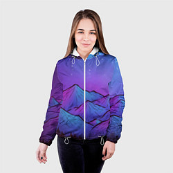 Куртка с капюшоном женская Горы под звездным небом, цвет: 3D-белый — фото 2