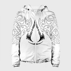Куртка с капюшоном женская Ассасин Крид - узор ворон, цвет: 3D-белый