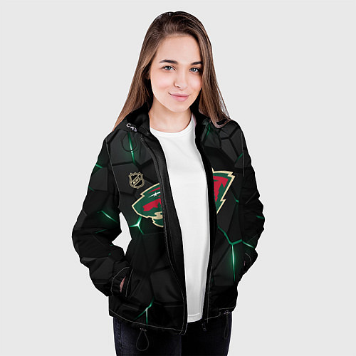 Женская куртка Миннесота Уайлд - плиты с подсветкой / 3D-Черный – фото 3