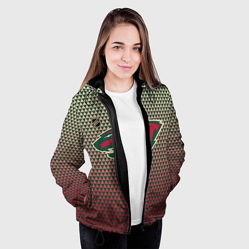 Женская куртка Миннесота Уайлд - геометрический градиент / 3D-Черный – фото 3