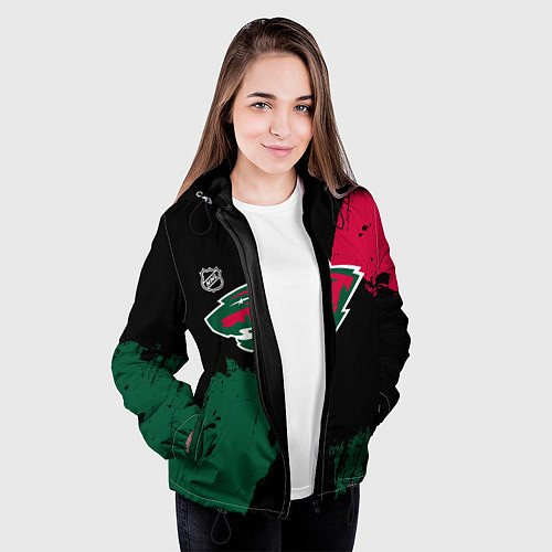 Женская куртка Миннесота Уайлд - брызги краски / 3D-Черный – фото 3