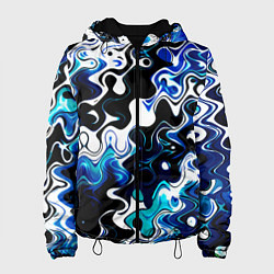 Женская куртка Абстракция разлитые краски чёрно-сине-белый