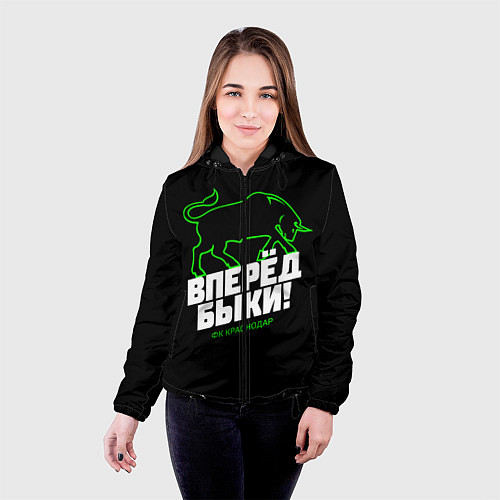 Женская куртка ФК Краснодар - вперед быки / 3D-Черный – фото 4
