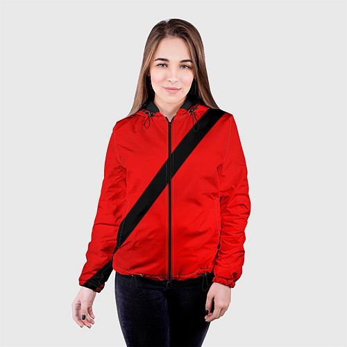 Женская куртка Ремень безопасности, красный / 3D-Черный – фото 4
