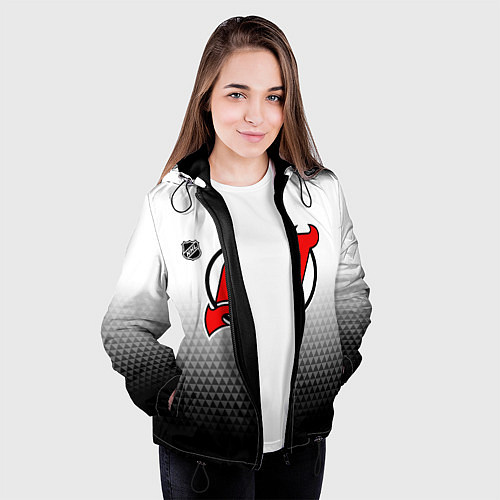 Женская куртка Нью Джерси Девилз - из белого в черный / 3D-Черный – фото 3