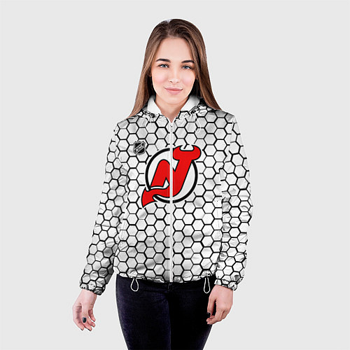 Женская куртка Нью Джерси Девилз - белые соты / 3D-Белый – фото 4
