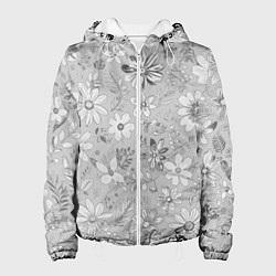 Женская куртка Цветочный светло-серый паттерн
