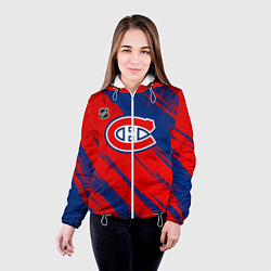 Куртка с капюшоном женская Монреаль Канадиенс - брызги, цвет: 3D-белый — фото 2