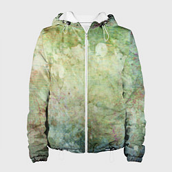 Куртка с капюшоном женская Абстракция - faded spots on a green background, цвет: 3D-белый