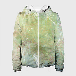 Женская куртка Абстракция - white waves on green background