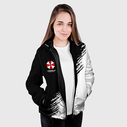 Женская куртка Umbrella Corp - black and white / 3D-Черный – фото 3