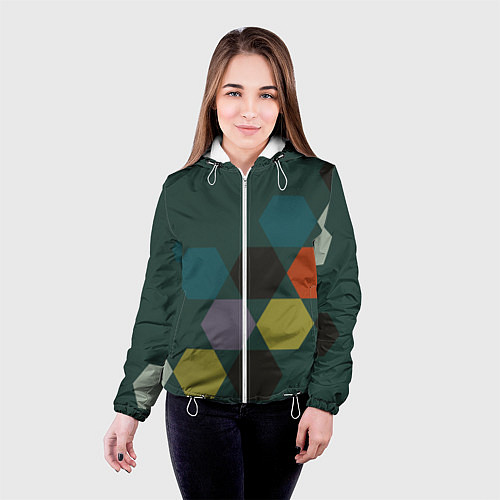 Женская куртка Кластер зеленая ночь / 3D-Белый – фото 4