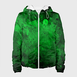 Куртка с капюшоном женская Абстракция - green acid stains, цвет: 3D-белый