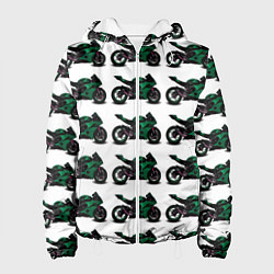 Куртка с капюшоном женская Motorbike dark green, цвет: 3D-белый