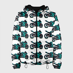 Куртка с капюшоном женская Motorbike light blue, цвет: 3D-черный
