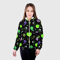 Куртка с капюшоном женская Halloween black pumpkin pattern, цвет: 3D-белый — фото 2