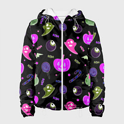 Куртка с капюшоном женская Halloween pink black pumpkin, цвет: 3D-белый