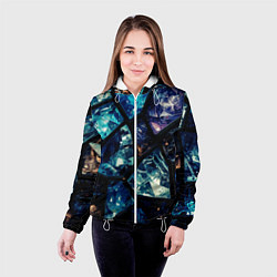 Куртка с капюшоном женская Текстура драгоценных камней, цвет: 3D-белый — фото 2