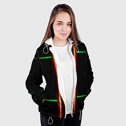 Куртка с капюшоном женская Neon green black red line, цвет: 3D-белый — фото 2