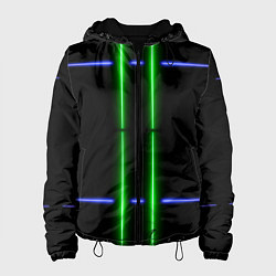 Женская куртка Neon black light blue green line