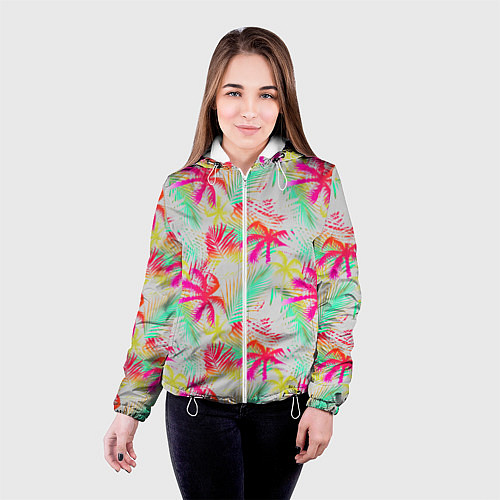 Женская куртка Palm yellow pink / 3D-Белый – фото 4