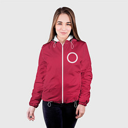 Куртка с капюшоном женская Страж Squid game круг, цвет: 3D-белый — фото 2