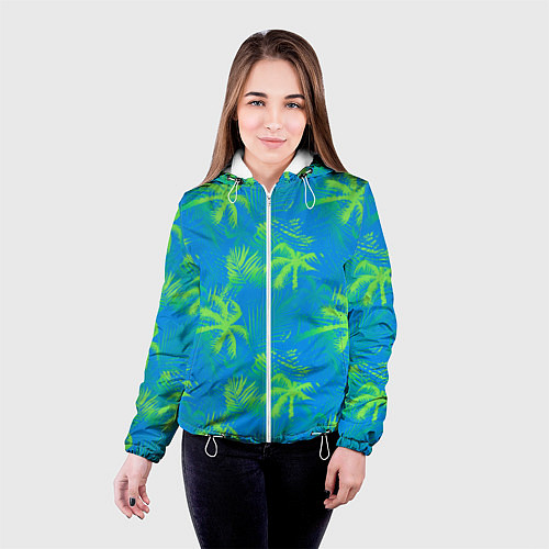 Женская куртка Palm light green light blue / 3D-Белый – фото 4
