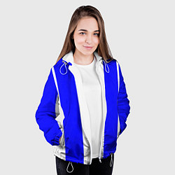 Куртка с капюшоном женская Color white blue line, цвет: 3D-белый — фото 2