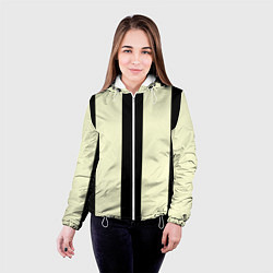 Куртка с капюшоном женская Color black beige line, цвет: 3D-белый — фото 2