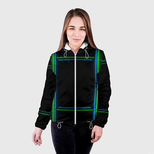 Женская куртка Neon green light blue / 3D-Белый – фото 4