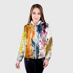 Куртка с капюшоном женская Разноцветные мазки кисти на палитре художника, цвет: 3D-белый — фото 2