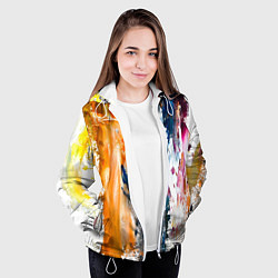 Куртка с капюшоном женская Разноцветные мазки кисти на палитре художника, цвет: 3D-белый — фото 2