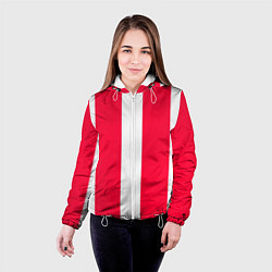 Куртка с капюшоном женская Color red white line, цвет: 3D-белый — фото 2