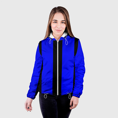Женская куртка Color blue black stripes / 3D-Белый – фото 4
