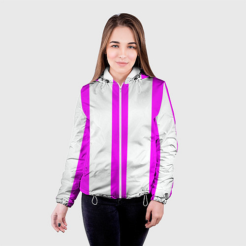 Женская куртка Color white pink lines / 3D-Белый – фото 4