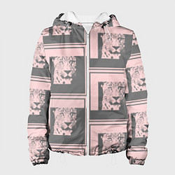 Куртка с капюшоном женская Леопард в рамке, цвет: 3D-белый