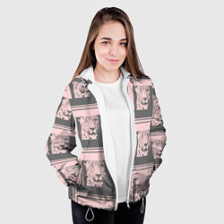 Куртка с капюшоном женская Леопард в рамке, цвет: 3D-белый — фото 2
