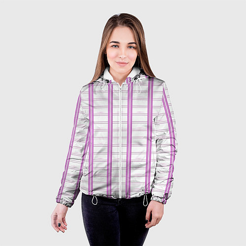 Женская куртка Color white cage pink line / 3D-Белый – фото 4