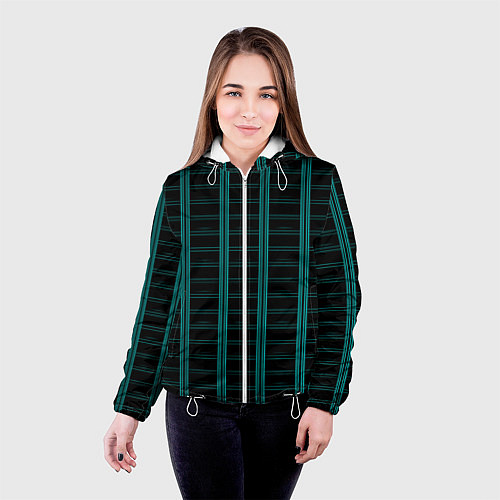 Женская куртка Color blue dark stripe / 3D-Белый – фото 4