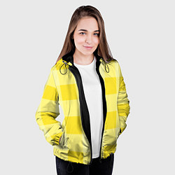 Куртка с капюшоном женская Солнечный желтый тартан, цвет: 3D-черный — фото 2