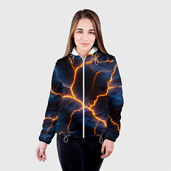 Куртка с капюшоном женская Молния на камуфляжной текстуре, цвет: 3D-белый — фото 2