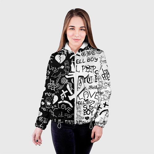 Женская куртка Doom x liil peep pattern black / 3D-Белый – фото 4