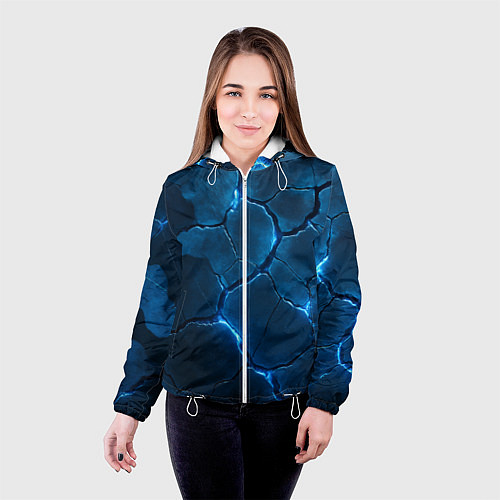 Женская куртка Неоновые плиты с камуфляжем / 3D-Белый – фото 4