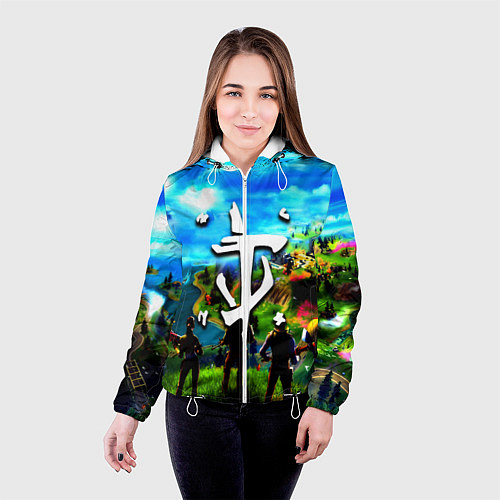 Женская куртка Fortnite x doom logo / 3D-Белый – фото 4